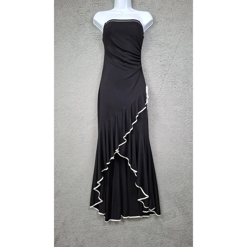 NEW City Triangles VTG Y2K Ruched Asymmetric Ruffle Whimsical Fairy Maxi Dress M